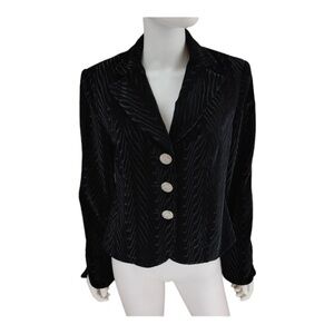 '90s Y2K Mercedes Women's
Black Velvet Rhinestone
Button Long Sleeve Blazer 4